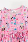 Long sleeve Pink nutcracker printed Christmas dress. DRG65523 SOL
