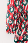 Red & white stripe, Santa printed dress with white lace hem. DRG65525 MON