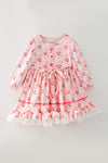 Pink Gingham girls dress with lace hem.DRG65524 AMY