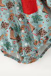 Christmas western printed boys baby bodysuit with red front pocket. RPB61012 SOL