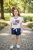 "Cute American Girl" White side knot top with angel sleeves. TPG50071 SOL