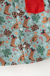 Boys Christmas western button up shirt. TPB60719 MON