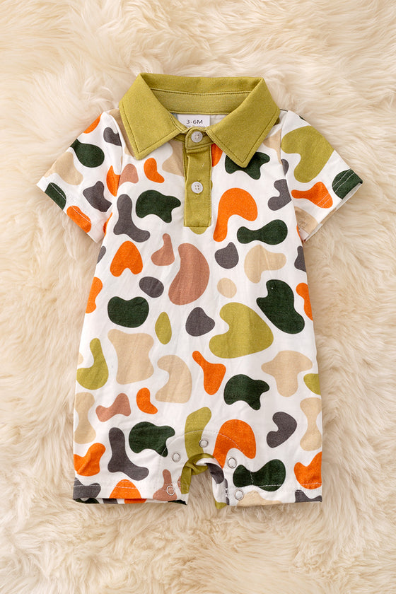 🎍Bamboo made camouflage printed boys romper with snaps. RPB50065