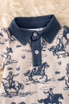 🎍Bamboo made boys baby romper w/horse print. RPB50067