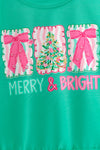 Merry & Bright girls mint long sleeve top. TPG60764 MON