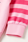Merry Grin-mas pink stripe sleeve top. TPG60765 AMY