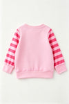 Merry Grin-mas pink stripe sleeve top. TPG60765 AMY