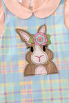 Easter bunny applique dress with peach bubble sleeve top. OFG50174 SOL