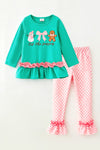 Tis the season" Aqua girls tunic with checkered pants. OFG63332 MON