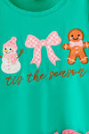 Tis the season" Aqua girls tunic with checkered pants. OFG63332 MON