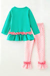 Tis the season" Aqua girls tunic with checkered pants. OFG63332 MON