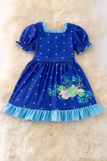  Polka dot & bunny printed dress with bubble sleeves. DRG50363 Jean