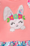 Easter bunny applique coral tunic w/stripe capri pants. OFG50274 NAY