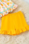 Sweet orange on pink tunic and yellow shorts. OFG60282 JEAN
