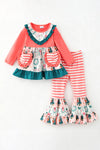 Coral and green nutcracker printed outfit. OFG63336 MON