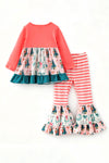 Coral and green nutcracker printed outfit. OFG63336 MON