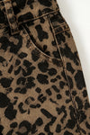 Leopard printed straight cut denim pants, with adjustable string. PNG60323 AMY