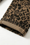 Leopard printed straight cut denim pants, with adjustable string. PNG60323 AMY
