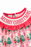 Pink plaid & nutcracker printed relax fit dress. DRG65447 MON