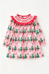 Pink plaid & nutcracker printed relax fit dress. DRG65447 MON