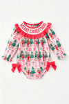Pink plaid nutcracker baby romper. RPG65405 SOL