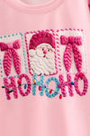 Ho Ho Ho" Pink Christmas sweater with sequins sleeves. TPG60766 SOL