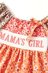 Floral tiered dress with lace hem and "Mama's Girls embroidery. DRG64571  SOL