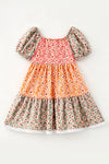Floral tiered dress with lace hem and "Mama's Girls embroidery. DRG64571  SOL