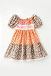 Floral tiered dress with lace hem and "Mama's Girls embroidery. DRG64571  SOL