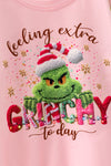 LT. Pink Christmas character and greens sequins sleeves. TPG60771  SOL
