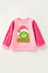 Christmas character front applique and sequins sleeves. TPG60769 AMY