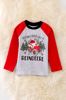  TPB40533: "Nothing runs like a reindeere" Boys Christmas long sleeve top.🎄JEA