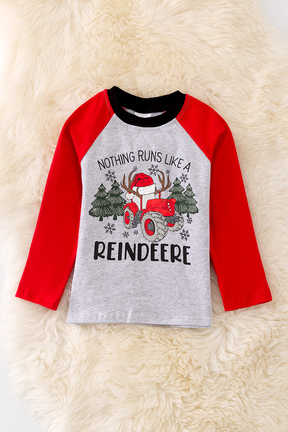 TPB40533: "Nothing runs like a reindeere" Boys Christmas long sleeve top.🎄JEA