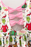 Christmas Character dress w/ lt. pink hem. DRG65442 SOL