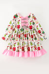 Christmas Character dress w/ lt. pink hem. DRG65442 SOL
