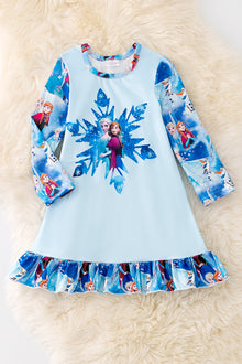  PJG40166  AMY: Snowflake printed pajama dress.