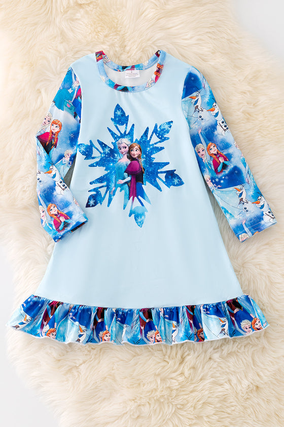 PJG40166  AMY: Snowflake printed pajama dress.