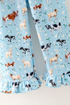 Lt. Blue farm animal printed girls pajamas. PJG60454 SOL