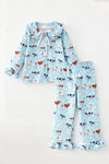 Lt. Blue farm animal printed girls pajamas. PJG60454 SOL