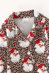Cheetah printed girls pajamas with red fur hem on trim. PJG60522 SOL