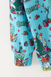 Turquoise Christmas printed girls set. OFG63365 BRE