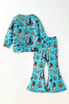 Turquoise Christmas printed girls set. OFG63365 BRE