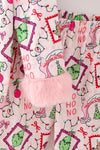 Lt. Pink Christmas character girls pajamas with fuzzy sleeves. PJG60524 SOL