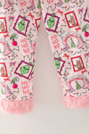 Lt. Pink Christmas character girls pajamas with fuzzy sleeves. PJG60524 SOL