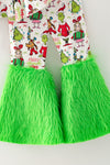 Christmas character bell sleeve tunic and faux fur bell bottoms. OFG63369 SOL