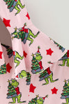 Christmas character pink bell sleeve and flare hem and faux fur bell bottoms. OFG63370 AMY