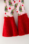 Christmas character pink bell sleeve and flare hem and faux fur bell bottoms. OFG63370 AMY