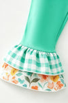 Mint gingham and floral tunic with matching pants. OFG63028 AMY
