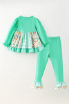 Mint gingham and floral tunic with matching pants. OFG63028 AMY