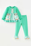 Mint gingham and floral tunic with matching pants. OFG63028 AMY